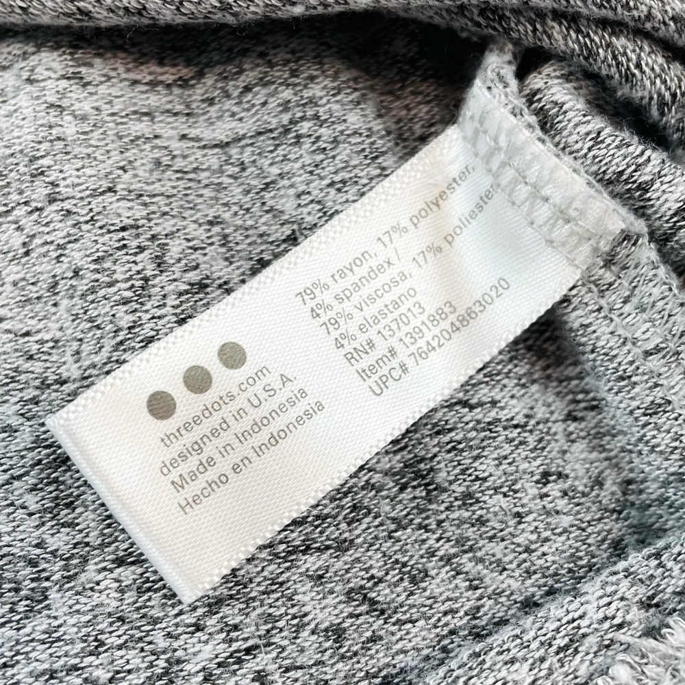 THREE DOTS • Grey Marled Casual Crewneck Short Sleeve Tee, M - Picture 11 of 12